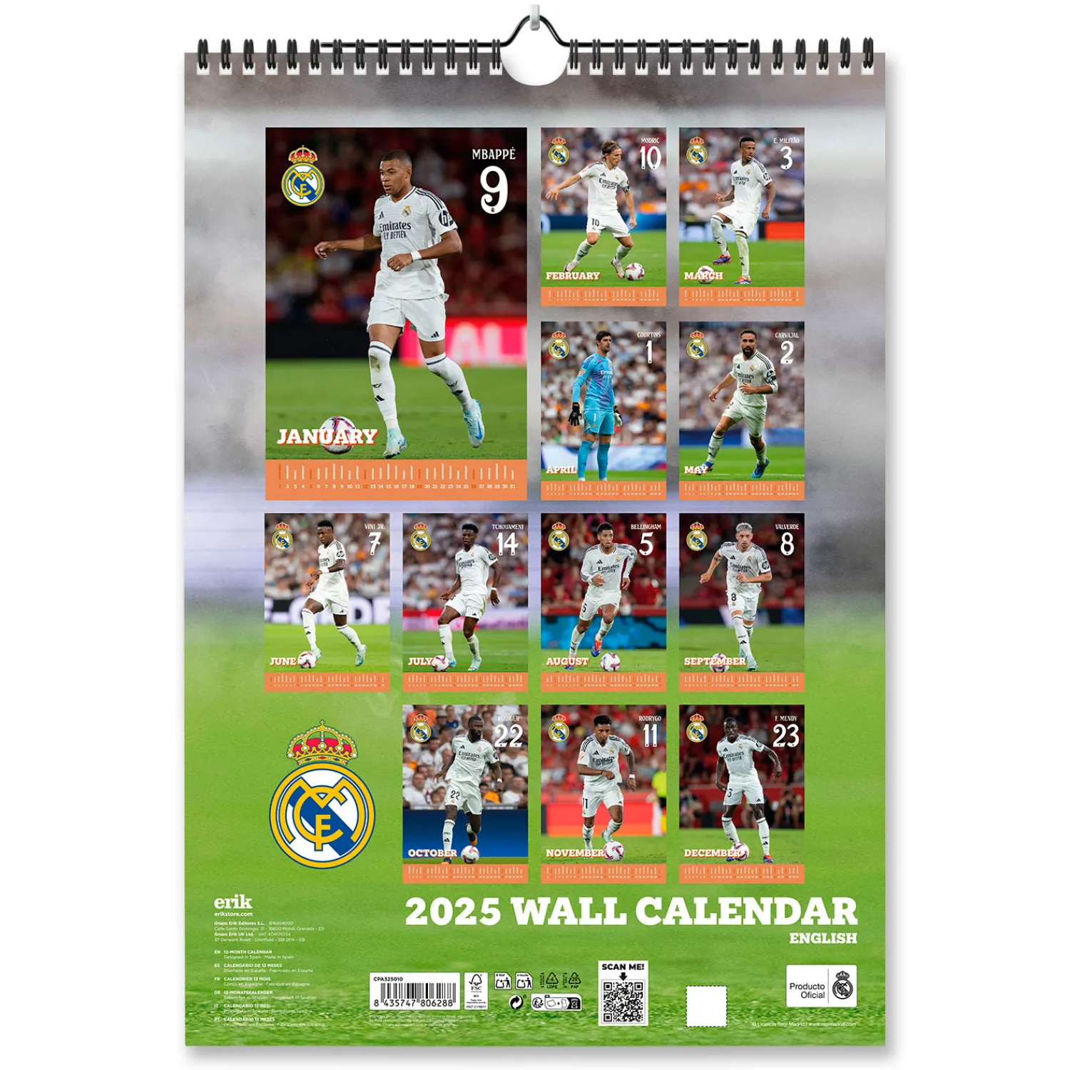 Grupo Erik Editores A3 Calendar 2025 Real Madrid^ Stationery