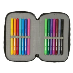 SAFTA S.A. Double Filled Pencil Case White/Black Real Madrid^ Back To School|Stationery
