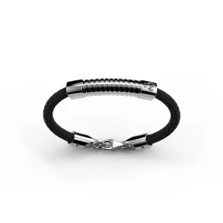 Sikno Jewellery, S.L. Leather Bracelet Silver Size 20^ Jewellery