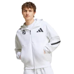Adidas España, S.A.U Mens adidas Real Urban Full Zip Hoodie White^ Jackets|Sweatshirts