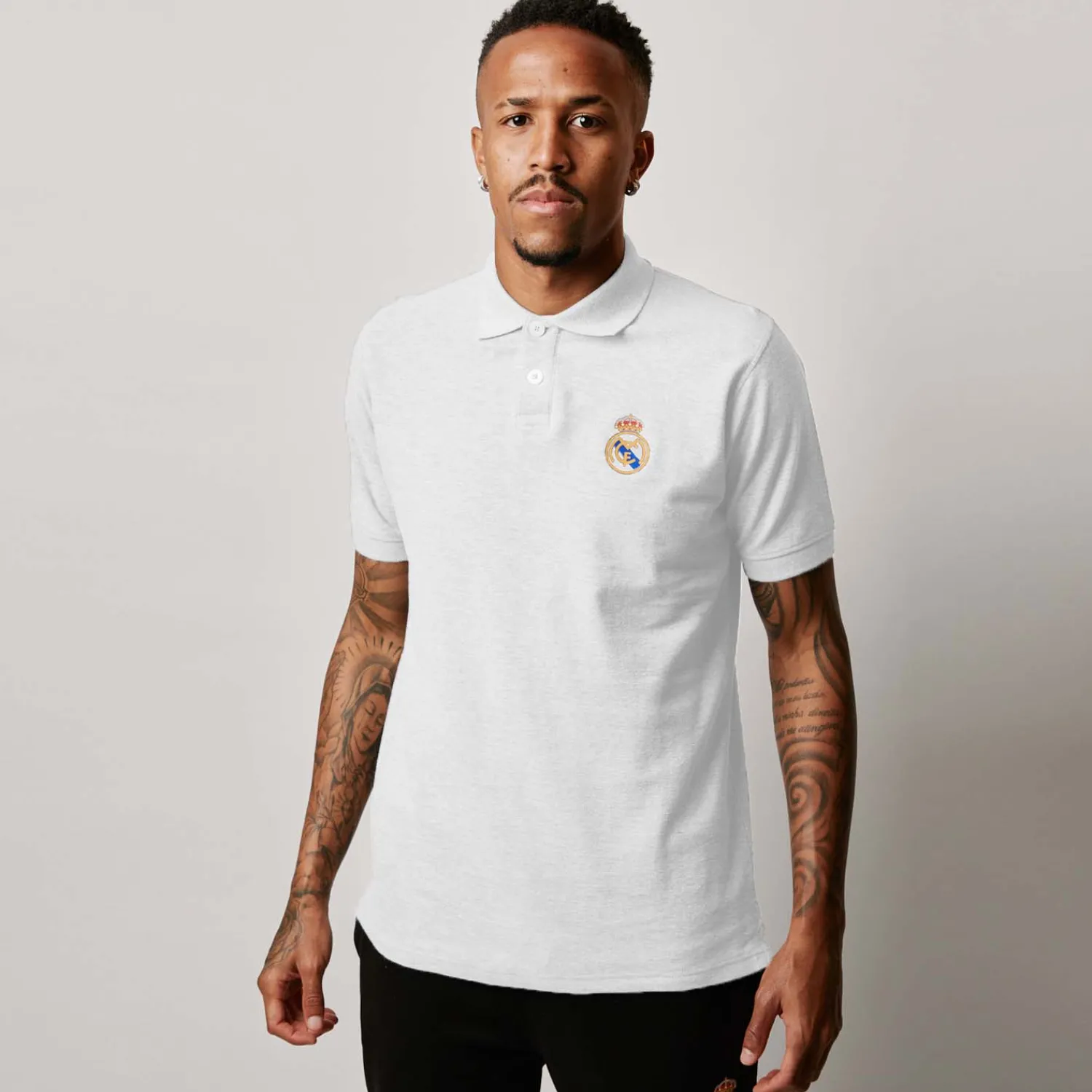T&F Mens Essentials Color Crest Polo White^ Polos