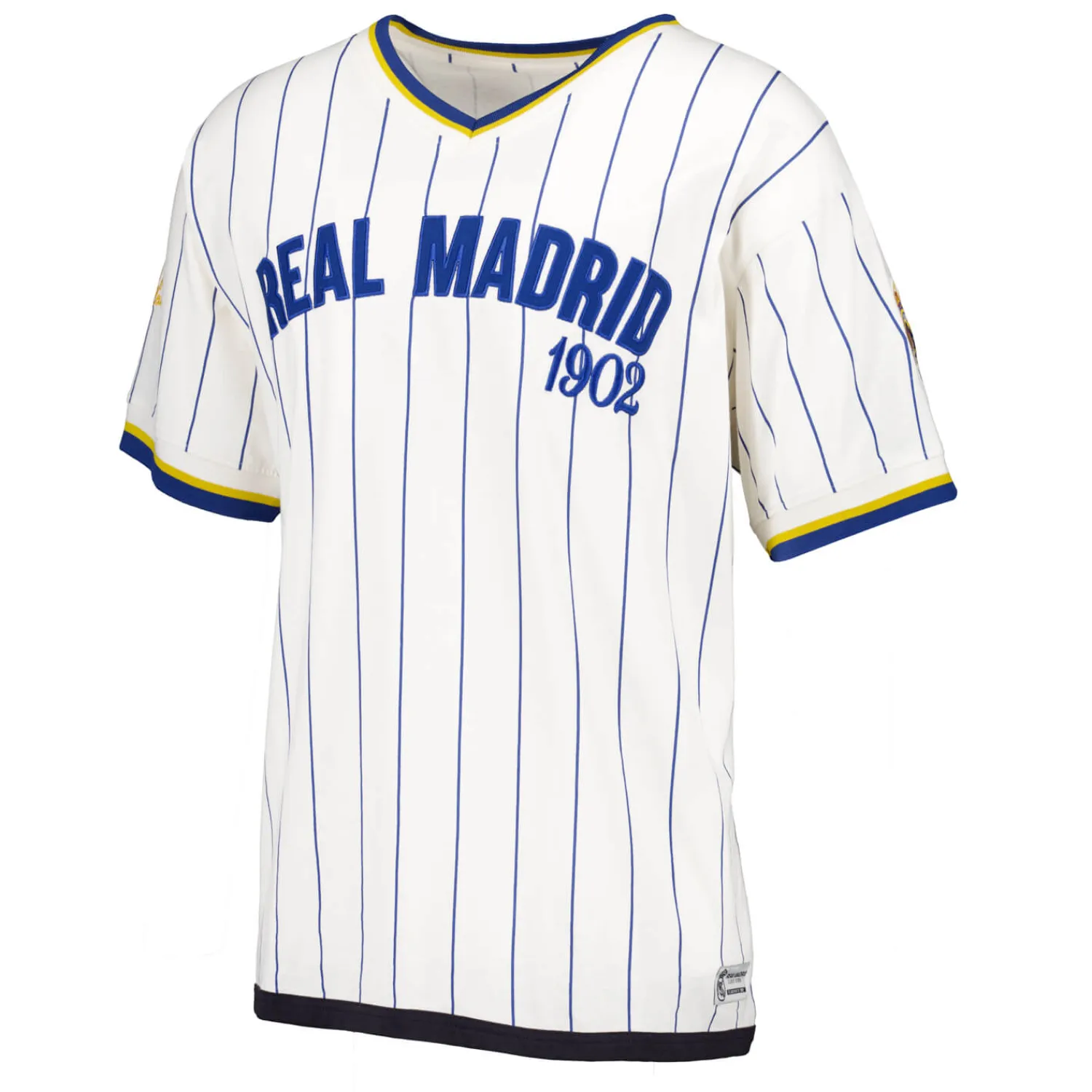 MBA Solutions Mens Oversized Striped Baseball T-Shirt Off White Real Madrid^ T-Shirts