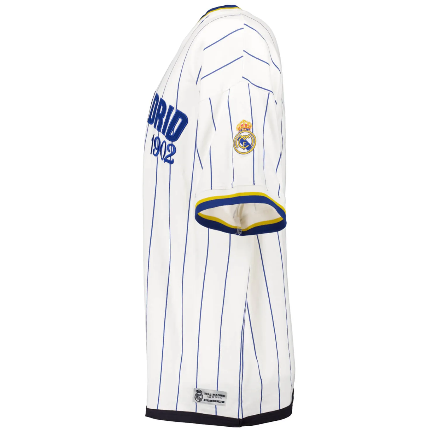 MBA Solutions Mens Oversized Striped Baseball T-Shirt Off White Real Madrid^ T-Shirts
