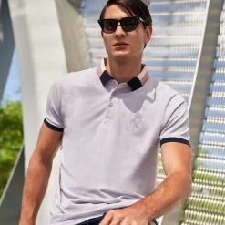 Foundry Sakura Mens Block Tipped Collar Polo Purple^ Polos