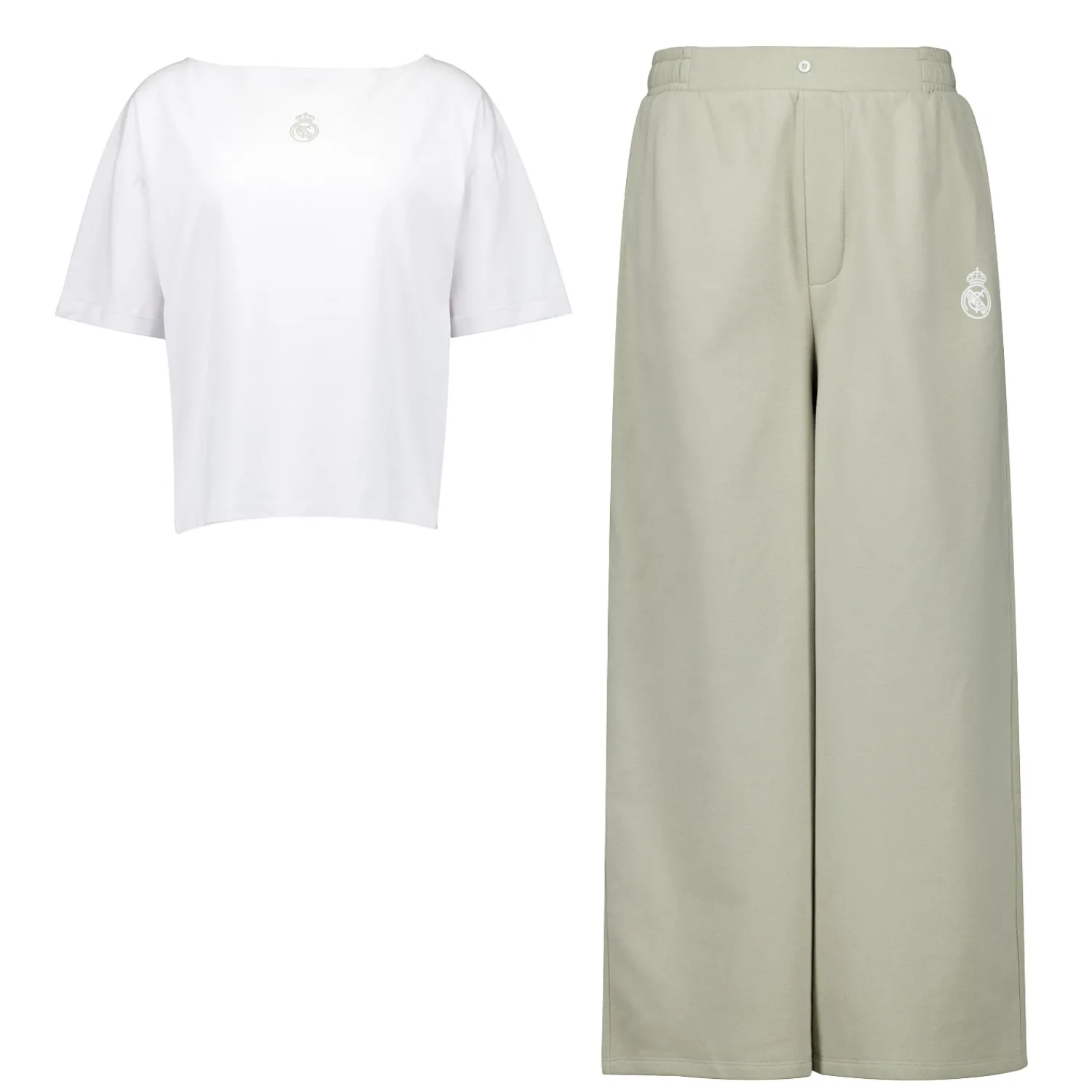 OSDM Womens Real Madrid White Dreams Pijama Set T- Shirt & Long Wide Pants Green^Women Nightwear