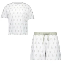 OSDM Womens Real Madrid White Dreams Pijama Set Printed Crest T-Shirt & Shorts Green^Women T-Shirts|Nightwear