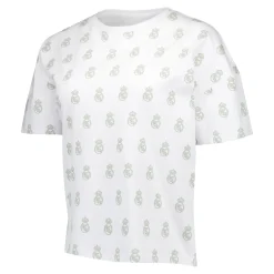 OSDM Womens Real Madrid White Dreams Pijama Set Printed Crest T-Shirt & Shorts Green^Women T-Shirts|Nightwear